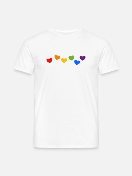 Regenbogenherzen Stolz - Männer T-Shirt - Weiß