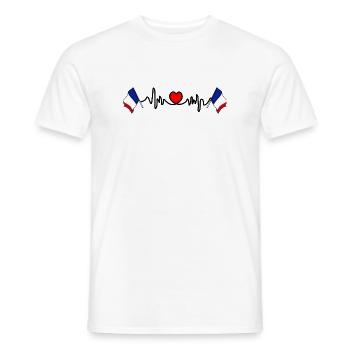 Cardio de fréquence cardiaque pour la France - T-shirt homme - blanc - Devant - AI Model Male 178 dark (178cm)