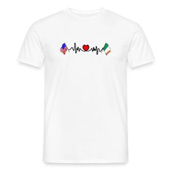 Cardio Heart with USA Flag and Ireland Flag - Men's T-Shirt - white - Front - AI Model Male 178 dark (178cm)