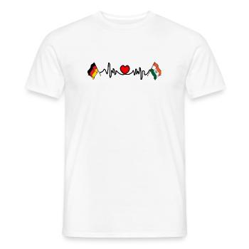 Cardio coeur avec drapeau de l’Allemagne et drapeau de l’Inde - T-shirt homme - blanc - Devant - AI Model Male 178 dark (178cm)