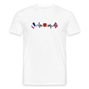 Cardio coeur avec drapeau France et drapeau Angleterre - T-shirt homme - blanc - Devant - AI Model Male 178 dark (178cm)