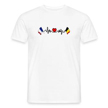 Cardio-Herz mit Flagge Frankreich und Flagge Belgien - Männer T-Shirt - Weiß - Vorne - AI Model Male 178 dark (178cm)