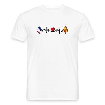 Cardio-Herz mit Flagge Frankreich und Flagge Spanien - Männer T-Shirt - Weiß - Vorne - AI Model Male 178 dark (178cm)