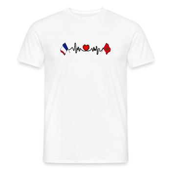 Cardio coeur avec drapeau France et drapeau Maroc - T-shirt homme - blanc - Devant - AI Model Male 178 dark (178cm)