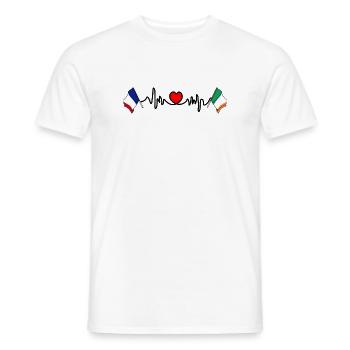Cardio heart with Flag France and flag Ireland - Men's T-Shirt - white - Front - AI Model Male 178 dark (178cm)