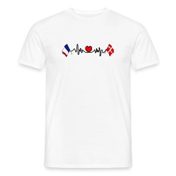 Cardio coeur avec Drapeau France Drapeau Danemark - T-shirt homme - blanc - Devant - AI Model Male 178 dark (178cm)