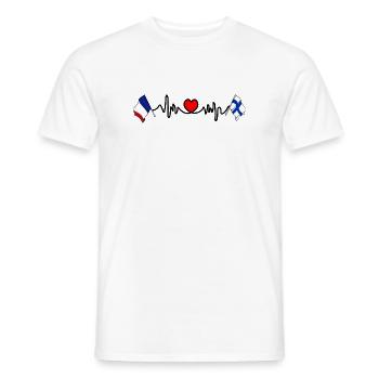 Cardio coeur avec drapeau France et drapeau Finlande - T-shirt homme - blanc - Devant - AI Model Male 178 dark (178cm)