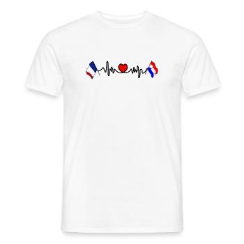 Cardio coeur avec drapeau France et drapeau Pays-Bas - T-shirt homme - blanc - Devant - AI Model Male 178 dark (178cm)