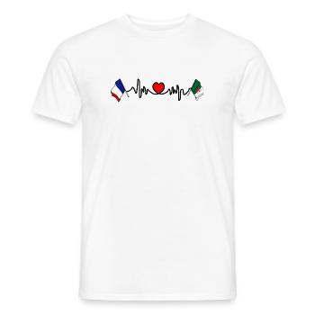 Cardio cœur Drapeau France, drapeau Algérie - T-shirt homme - blanc - Devant - AI Model Male 178 dark (178cm)
