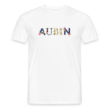 AUBIN Name mit Blumen geschmückt - Männer T-Shirt - Weiß - Vorne - AI Model Male 178 dark (178cm)
