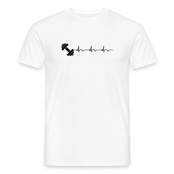 Dumbbell Gym Fitness Bodybuilding ECG Heartbeat - Men's T-Shirt - white - Front - AI Model Male 178 dark (178cm)