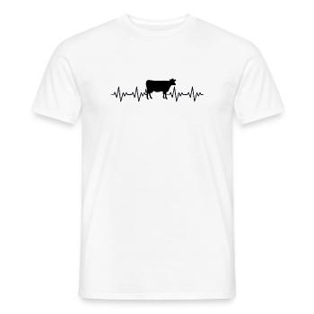 Battement de cœur ECG de vache d’élevage - T-shirt homme - blanc - Devant - AI Model Male 178 dark (178cm)