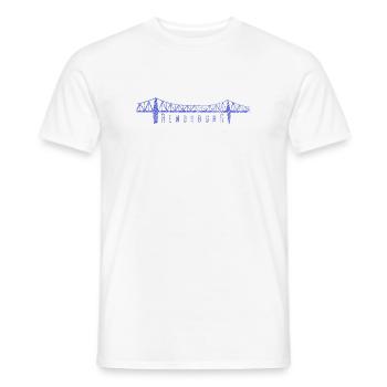 Rendsburg High Bridge – Sketched Skyline - Men's T-Shirt - white - Front - AI Model Male 178 dark (178cm)