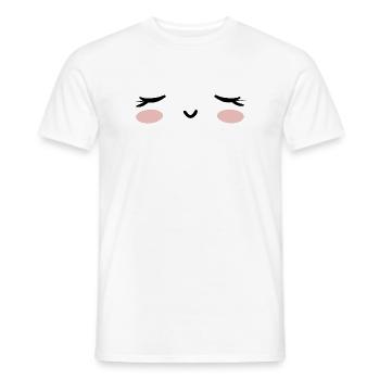 Kawaii face asleep eyes closed - Men's T-Shirt - white - Front - AI Model Male 178 dark (178cm)
