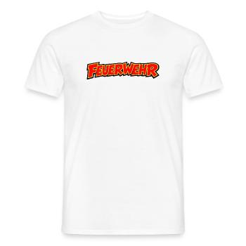Feuerwehr Comic Schriftzug - Männer T-Shirt - Weiß - Vorne - AI Model Male 178 dark (178cm)