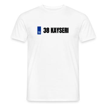 38 Kayseri Kennzeichen | Türkisches Kennzeichen - Männer T-Shirt - Weiß - Vorne - AI Model Male 178 dark (178cm)