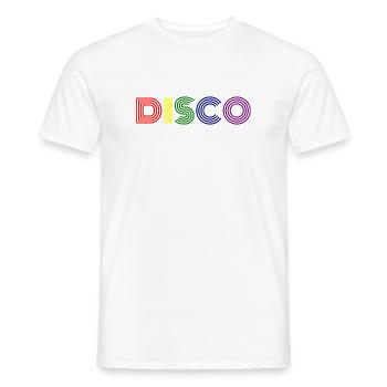 Disco Neon Stripes Rétro - T-shirt homme - blanc - Devant - AI Model Male 178 dark (178cm)