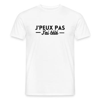 j'peux pas j'ai télé. t-shirt télévision humour - T-shirt homme - blanc - Devant - AI Model Male 178 dark (178cm)