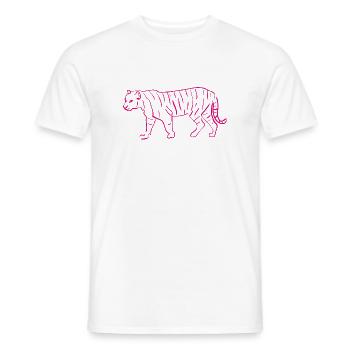 Tiger Line Art Linienzeichnung Geschenk - Männer T-Shirt - Weiß - Vorne - AI Model Male 178 dark (178cm)