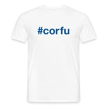 CORFU Greece Griechenland Hashtag - Men's T-Shirt - white - Front - AI Model Male 178 dark (178cm)