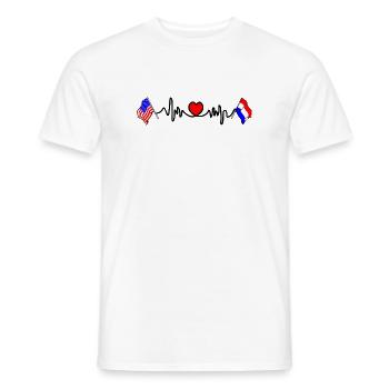 Cardio coeur avec drapeau des États-Unis et drapeau des Pays-Bas - T-shirt homme - blanc - Devant - AI Model Male 178 dark (178cm)