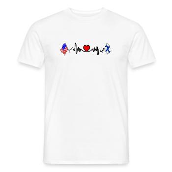 Cardio avec le drapeau des États-Unis et le drapeau de la Finlande - T-shirt homme - blanc - Devant - AI Model Male 178 dark (178cm)