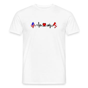 Cardio heart avec drapeau des États-Unis et drapeau du Canada - T-shirt homme - blanc - Devant - AI Model Male 178 dark (178cm)