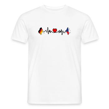 Cardio coeur avec drapeau Allemagne et drapeau République tchèque - T-shirt homme - blanc - Devant - AI Model Male 178 dark (178cm)