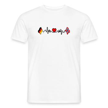 Cardio coeur avec drapeau Allemagne et drapeau Norvège - T-shirt homme - blanc - Devant - AI Model Male 178 dark (178cm)