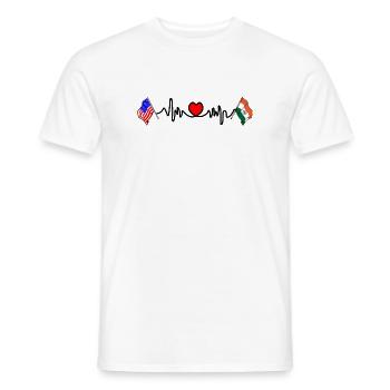 Cardio-Herz mit Flagge USA USA, Indien - Männer T-Shirt - Weiß - Vorne - AI Model Male 178 dark (178cm)