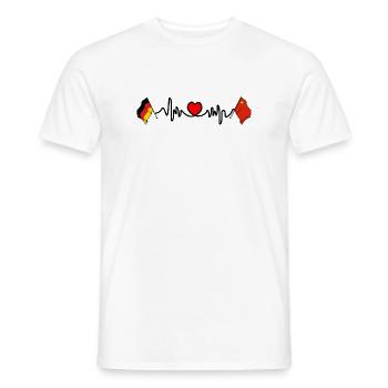 Cardio coeur avec drapeau de l’Allemagne et drapeau de la Chine - T-shirt homme - blanc - Devant - AI Model Male 178 dark (178cm)
