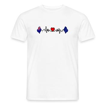 Cardio heart with Flag Australia and flag Europe - Men's T-Shirt - white - Front - AI Model Male 178 dark (178cm)