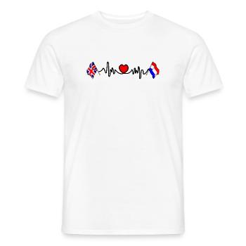 Cardio coeur avec drapeau Angleterre et drapeau Pays-Bas - T-shirt homme - blanc - Devant - AI Model Male 178 dark (178cm)