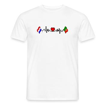 Cardio coeur avec Drapeau Pays-Bas, drapeau Portugal - T-shirt homme - blanc - Devant - AI Model Male 178 dark (178cm)