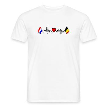 Cardio coeur avec drapeau Pays-Bas, Belgique - T-shirt homme - blanc - Devant - AI Model Male 178 dark (178cm)