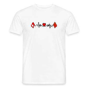 Cardio heart with Switzerland flag, China flag - Men's T-Shirt - white - Front - AI Model Male 178 dark (178cm)