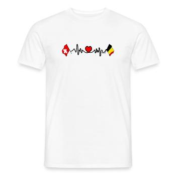 Cardioherz mit Flagge Schweiz, Flagge Belgien - Männer T-Shirt - Weiß - Vorne - AI Model Male 178 dark (178cm)