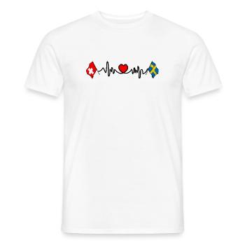 Cardioherz mit Flagge Schweiz, Flagge Schweden - Männer T-Shirt - Weiß - Vorne - AI Model Male 178 dark (178cm)