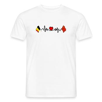Cardio heart, Drapeau Belgique, drapeau Chine - T-shirt homme - blanc - Devant - AI Model Male 178 dark (178cm)
