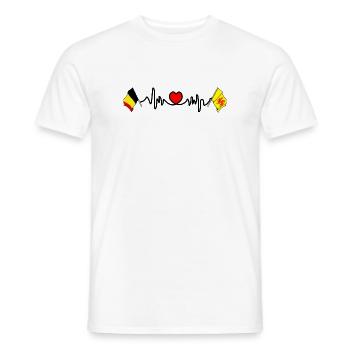 Cardio cœur avec drapeau de la Belgique et drapeau de la Wallonie - T-shirt homme - blanc - Devant - AI Model Male 178 dark (178cm)