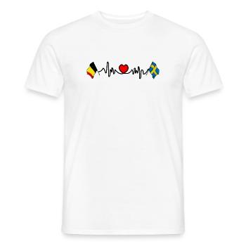 Cardio heart Drapeau Belgique, drapeau Suède - T-shirt homme - blanc - Devant - AI Model Male 178 dark (178cm)