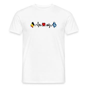 Cardio-Herz Flagge Belgien, Flagge Schottland - Männer T-Shirt - Weiß - Vorne - AI Model Male 178 dark (178cm)