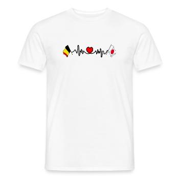 Cardio-Herz Flagge Belgien, Flagge Japan - Männer T-Shirt - Weiß - Vorne - AI Model Male 178 dark (178cm)
