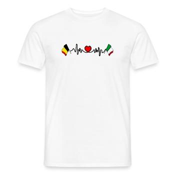 Cardio heart Drapeau Belgique, drapeau Italie - T-shirt homme - blanc - Devant - AI Model Male 178 dark (178cm)