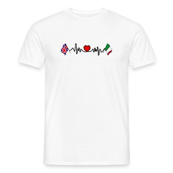 Cardio heart avec drapeau anglais et drapeau italien - T-shirt homme - blanc - Devant - AI Model Male 178 dark (178cm)