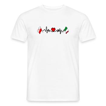 Cardio-Herz Flagge Polen, Flagge Italien - Männer T-Shirt - Weiß - Vorne - AI Model Male 178 dark (178cm)