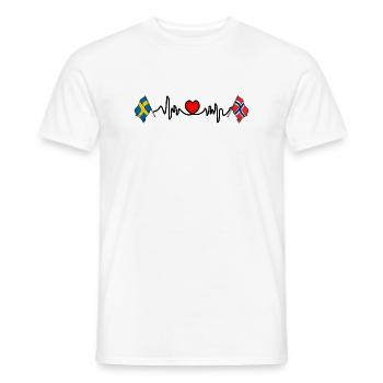 Cardio heart Drapeau Suède, drapeau Norvège - T-shirt homme - blanc - Devant - AI Model Male 178 dark (178cm)