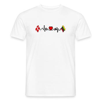 Cardio heart Drapeau Danemark, drapeau Lituanie - T-shirt homme - blanc - Devant - AI Model Male 178 dark (178cm)