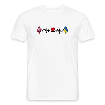 Cardio heart Drapeau Norvège, drapeau Ukraine - T-shirt homme - blanc - Devant - AI Model Male 178 dark (178cm)