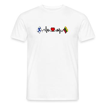 Cardio heart Flag Finland, flag Lithuania - Men's T-Shirt - white - Front - AI Model Male 178 dark (178cm)